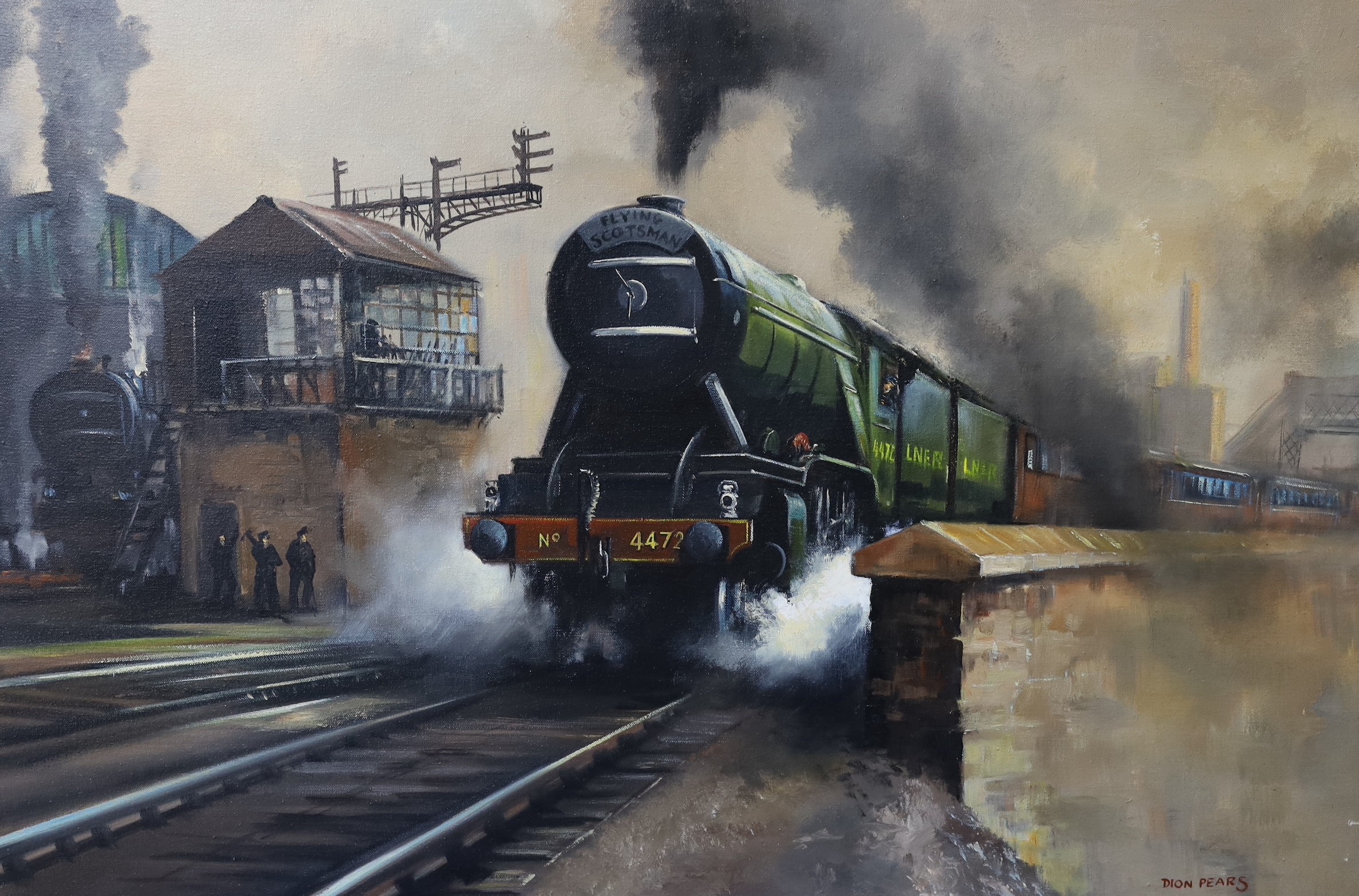 Dion Pears (1929 - 1985), oil on canvas, The Flying Scotsman, signed, 61 x 91cm